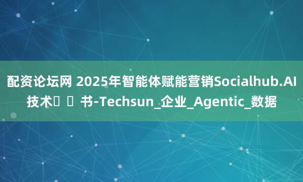 配资论坛网 2025年智能体赋能营销Socialhub.AI技术⽩⽪书-Techsun_企业_Agentic_数据