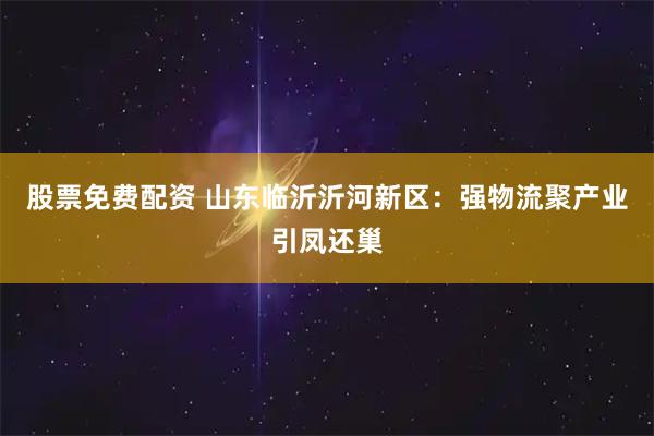 股票免费配资 山东临沂沂河新区：强物流聚产业引凤还巢